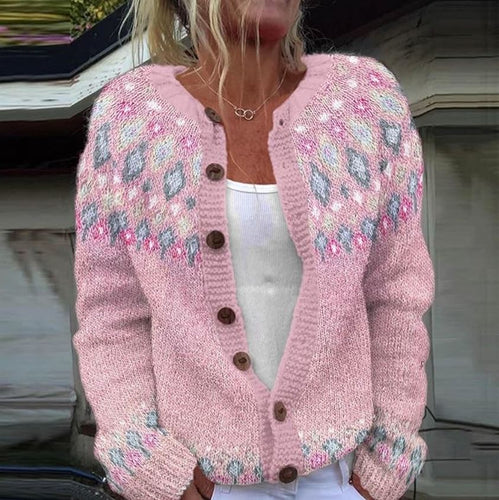 Strickcardigan mit Muster Stilvolle Knöpfe Warm und Gemütlich