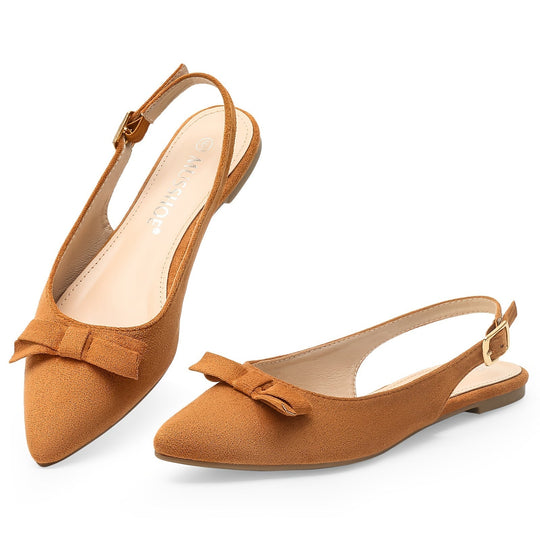 Flache Slingback Sandalen mit Schleife