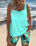 Tankini Gestreifter Weste mit Bedruckten Strandhosen
