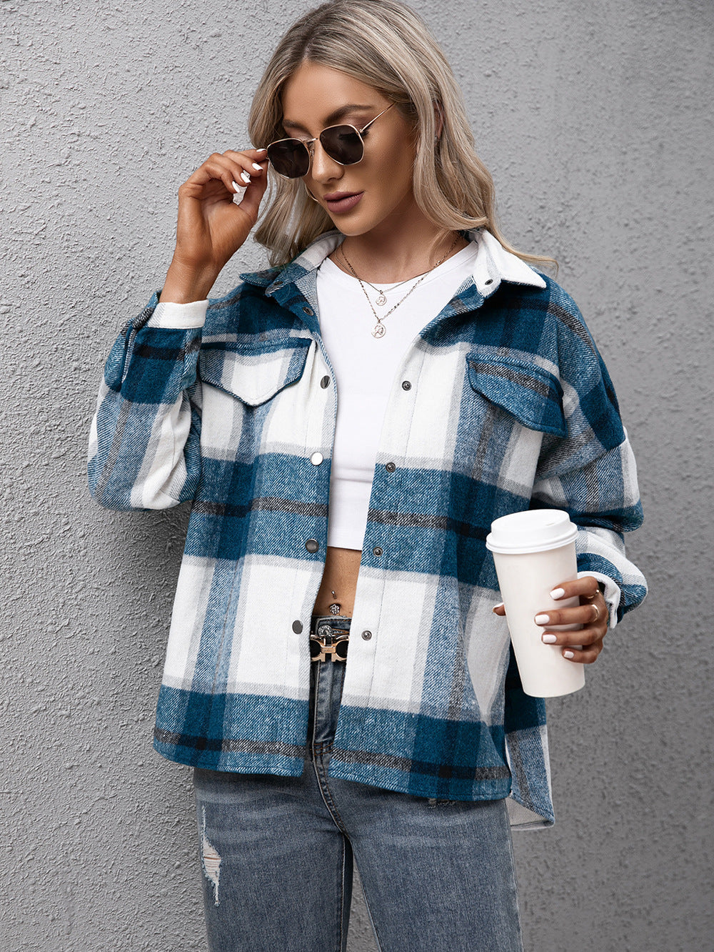 Shopnory | Karierter Langarmhemdjacke