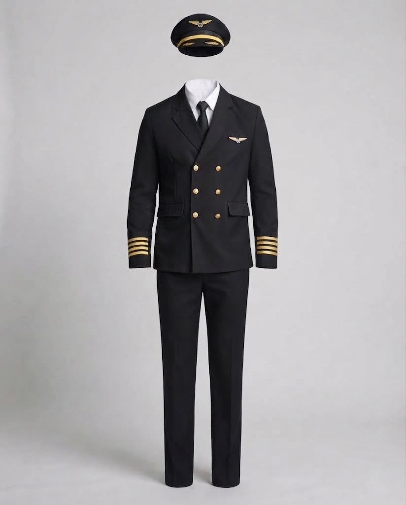 Herren-Pilotenkostüm mit authentischen Details und goldenen Akzenten Shop Nory