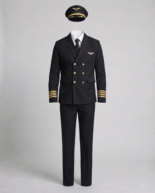 Herren-Pilotenkostüm mit authentischen Details und goldenen Akzenten Shop Nory