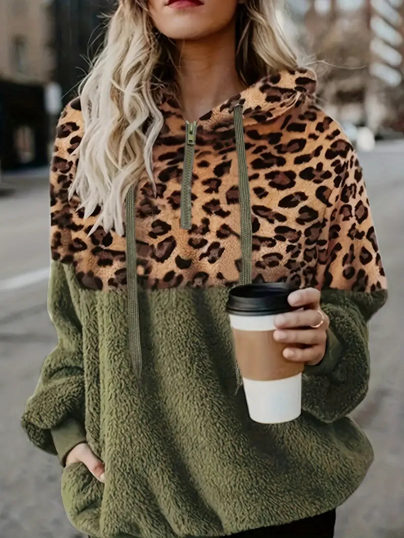 Leopardenmuster Farbblock Pullover