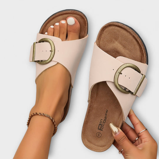 Stilvolle Schnallen Slide Sandalen