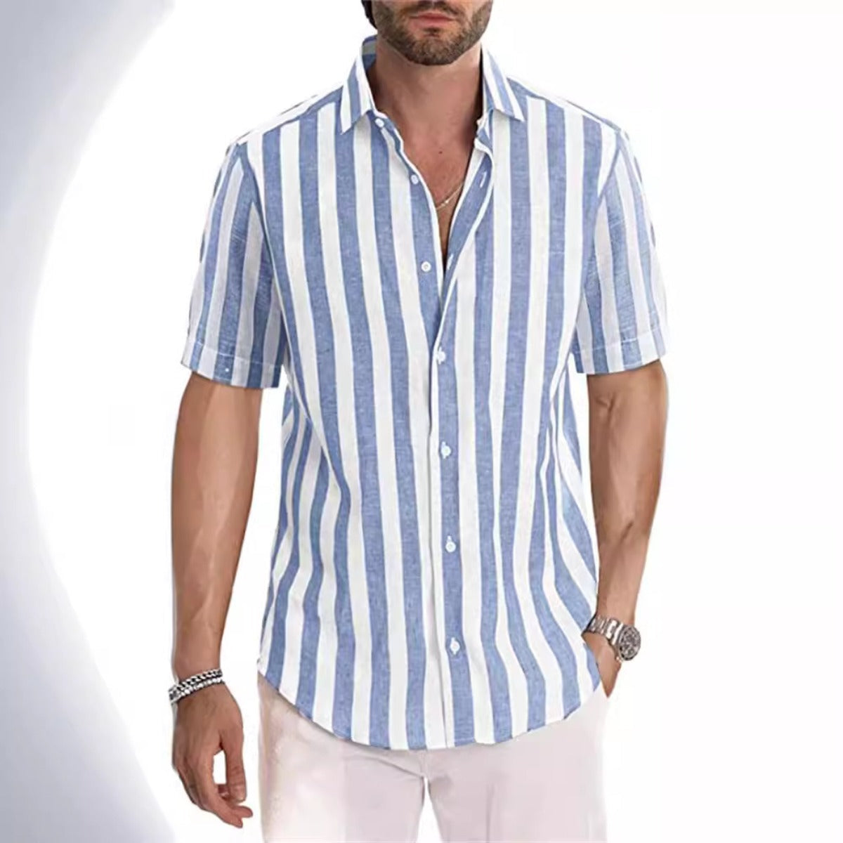 Herren Hemd mit gestreiftem Revers