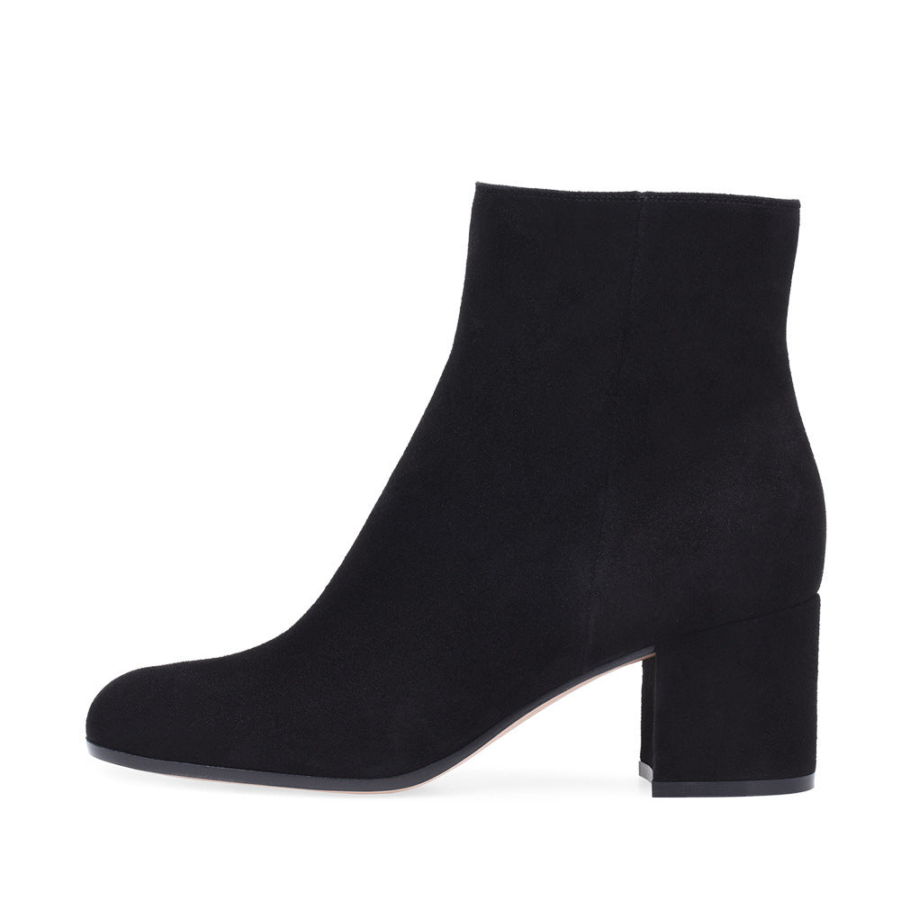 ShopNory | Damen Chunky Heel Rund-Toe Mittel-Hügel Stiefel