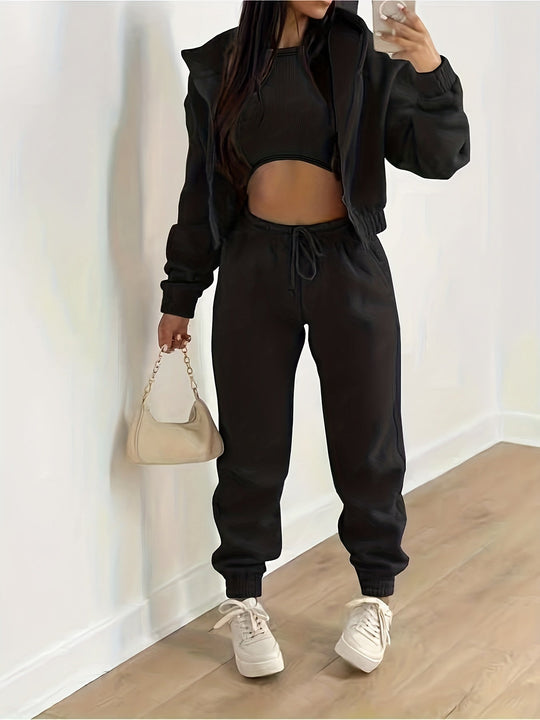 Kapuzenjacke & Tanktop & Jogginghose Drei Teilige Satz Outfits