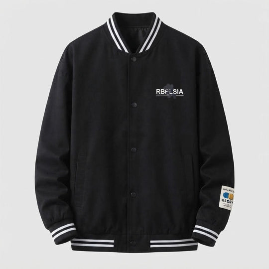 Herren Leichte College Bomberjacke mit Gestreiften Rippbündchen und Druckknopfblende Shop nory