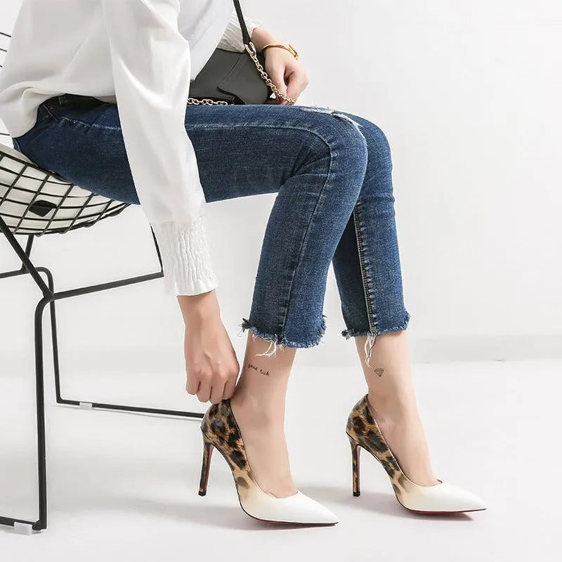 Leopard Print Lace High Heels For Women