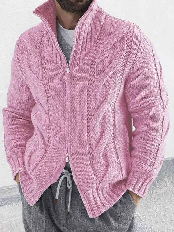 Reißverschluss Herren Strickjacke Rollkragenpullover