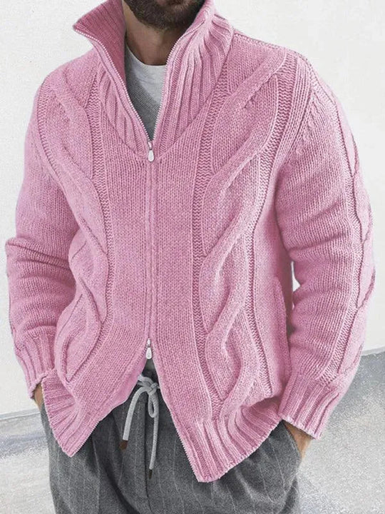 Reißverschluss Herren Strickjacke Rollkragenpullover