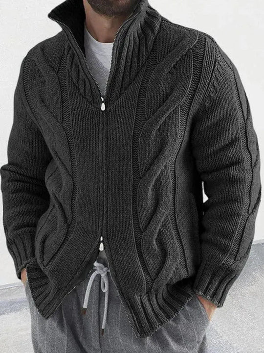 Reißverschluss Herren Strickjacke Rollkragenpullover