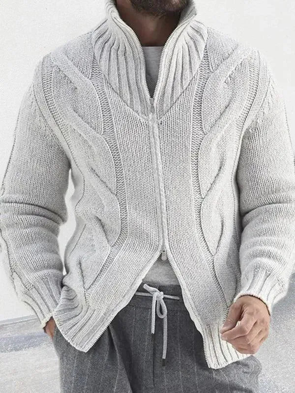 Reißverschluss Herren Strickjacke Rollkragenpullover