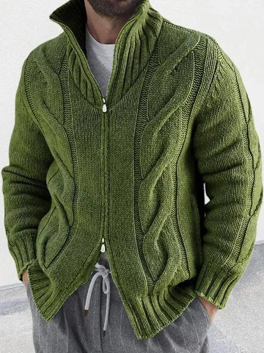 Reißverschluss Herren Strickjacke Rollkragenpullover