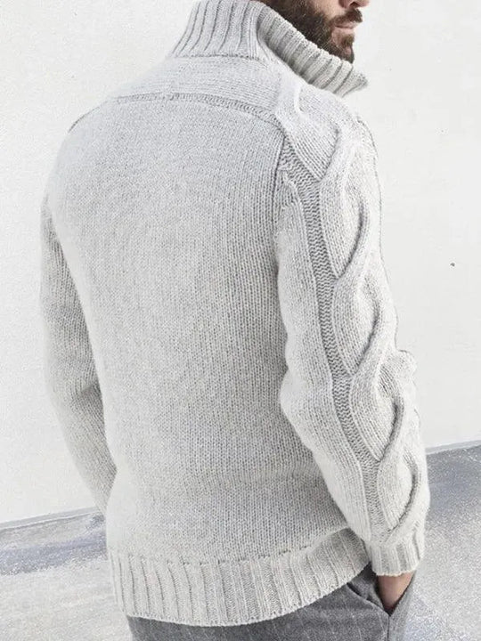 Reißverschluss Herren Strickjacke Rollkragenpullover