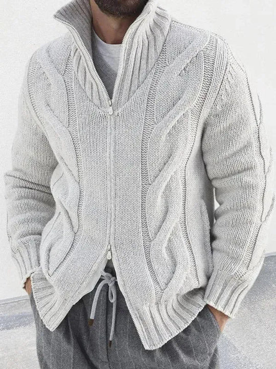 Reißverschluss Herren Strickjacke Rollkragenpullover