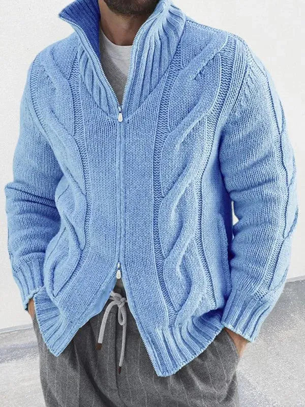 Reißverschluss Herren Strickjacke Rollkragenpullover