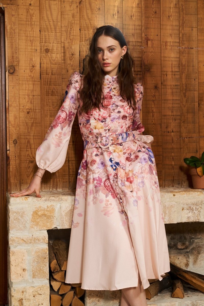 Midi Hemdkleid mit Blumendruck