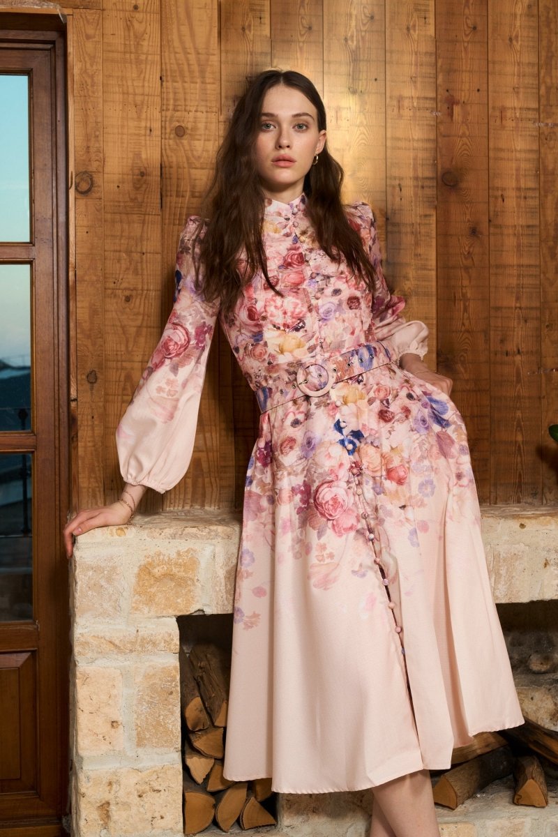 Midi Hemdkleid mit Blumendruck