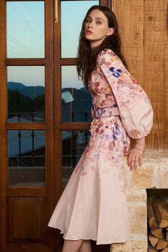 Midi Hemdkleid mit Blumendruck