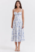 Tailliertes, Bustier-Kleid mit modernem floralem Print