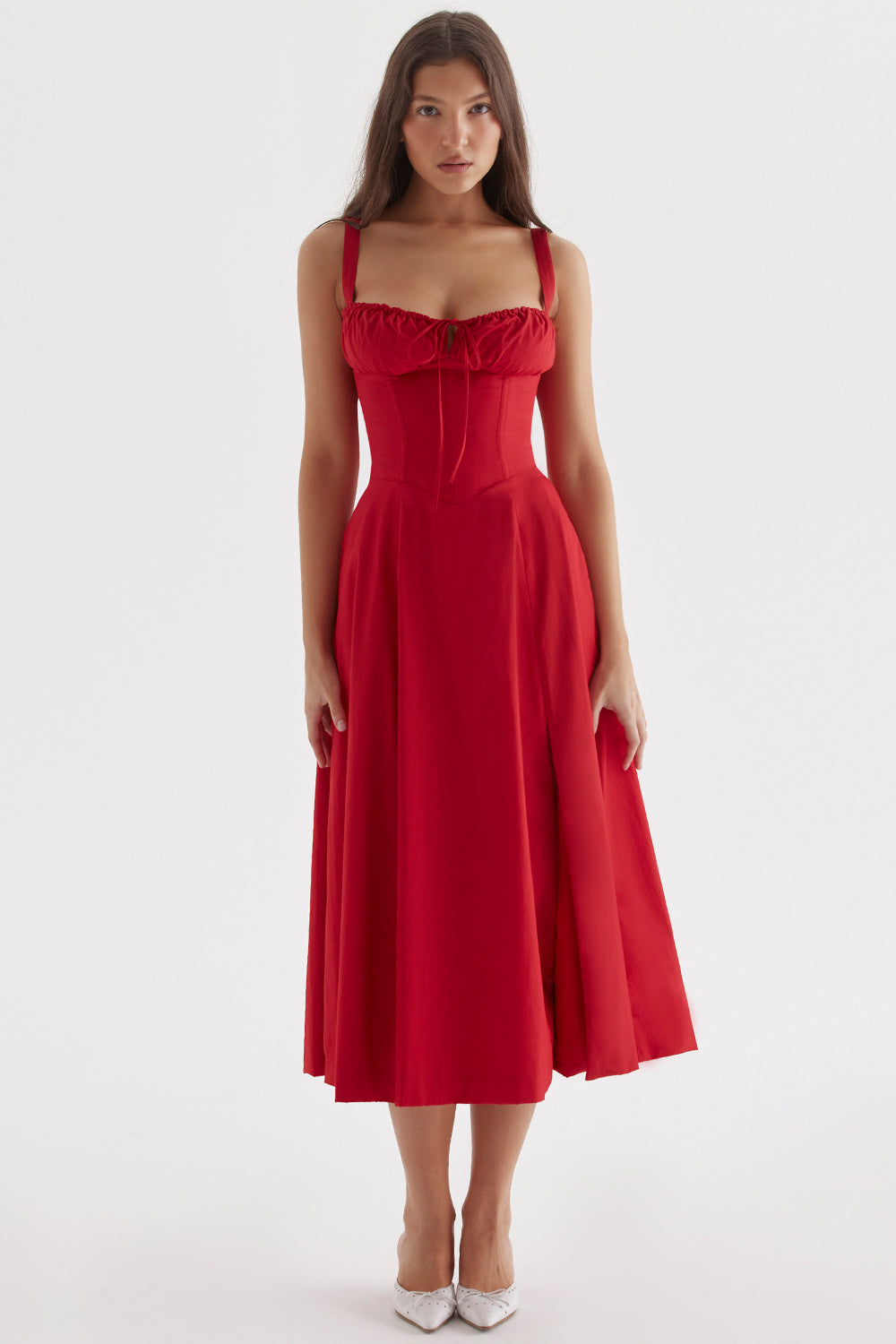 Tailliertes, Bustier-Kleid mit modernem floralem Print