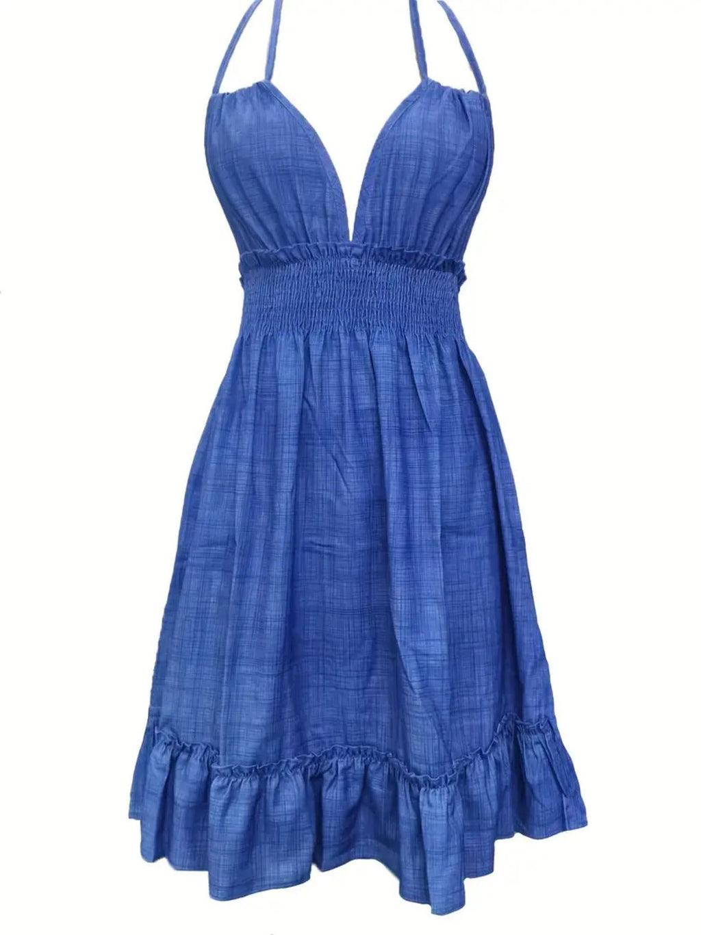 Tiefes V-Seil-Sling-Neckholder-Kleid