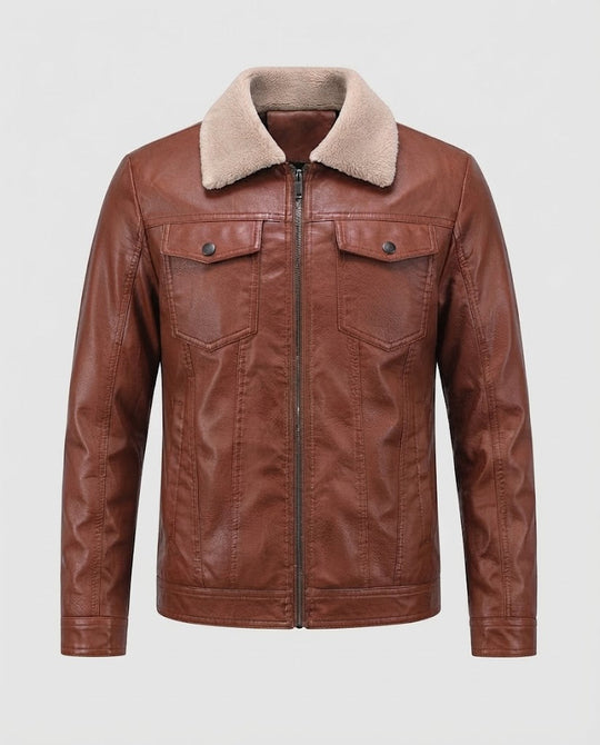 Herren Lederjacke im Pilotenstil mit Sherpa‑Kragen Shop Nory