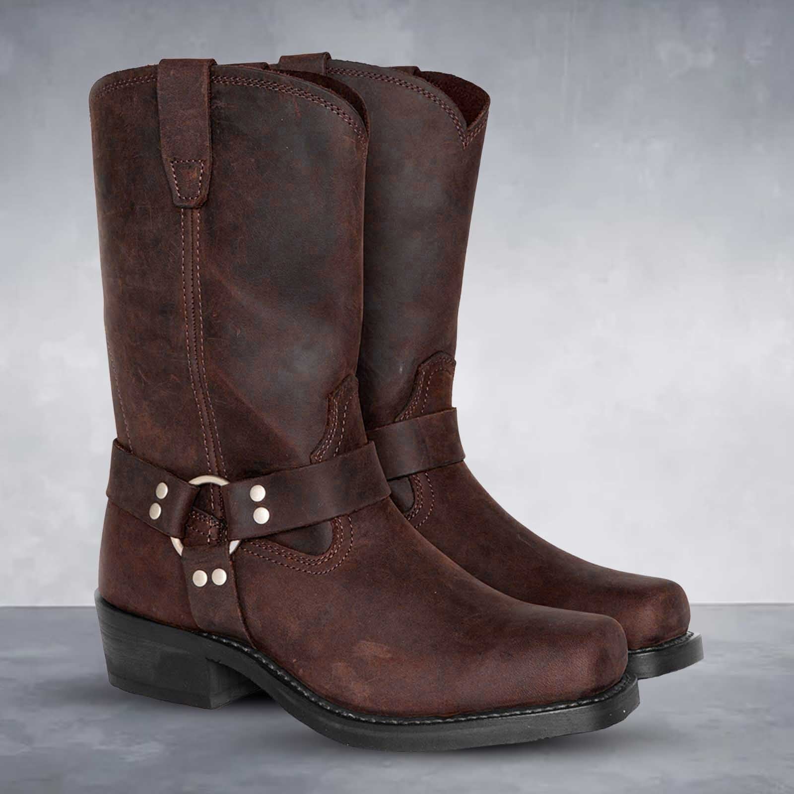 Retro-Cowboystiefel aus Leder