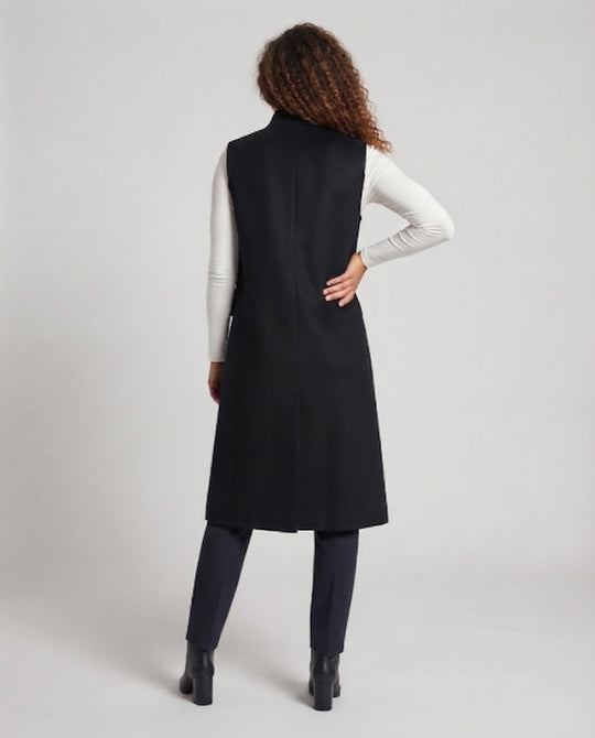 Damen Ärmellose lange Wollmix‑Weste mit Stehkragen und Zierknopfleiste Shop Nory