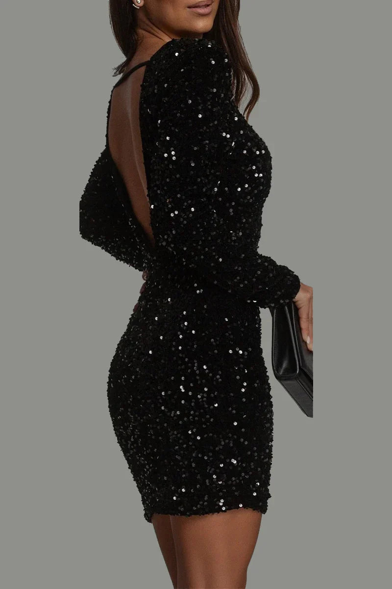 Schickes Winter Party Kleid mit Rückenfreiem Schnitt für Frauen | ShopNory