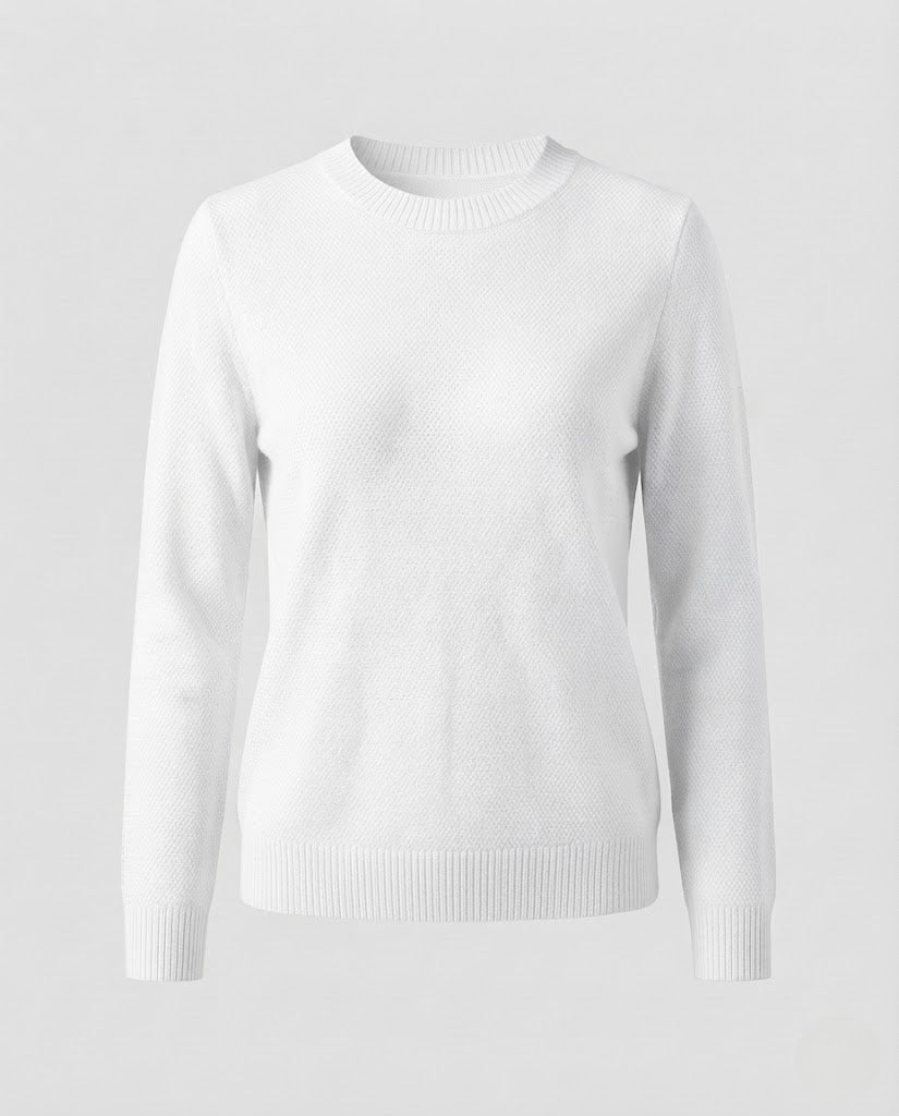 Damen Feiner Strukturstrick-Pullover mit Rundhalsausschnitt und extraweichem Merino-Mix Shop Nory