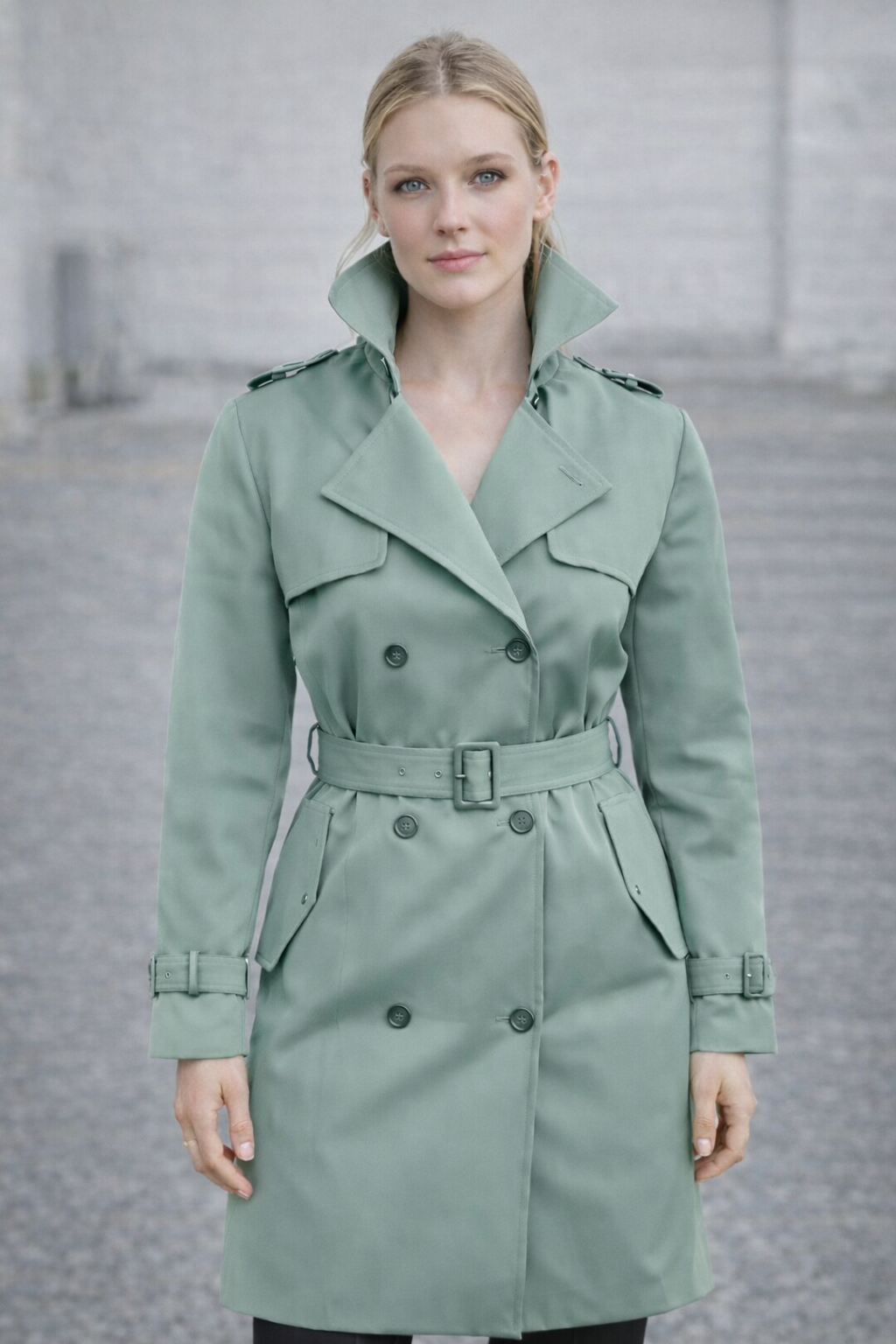 Trenchcoat mit Gürtel und Doppelknopf