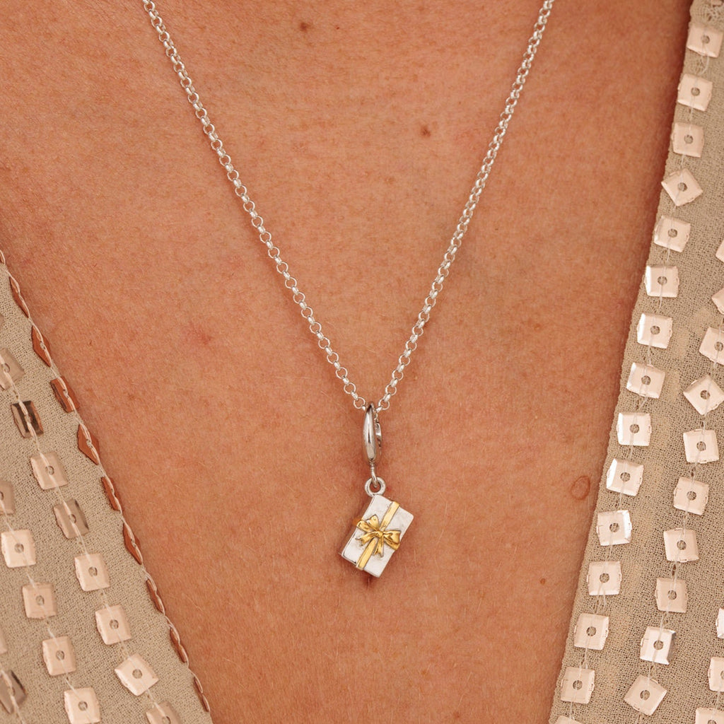 Silber Präsent Charm Halskette mit Goldbogen | Shop Nory