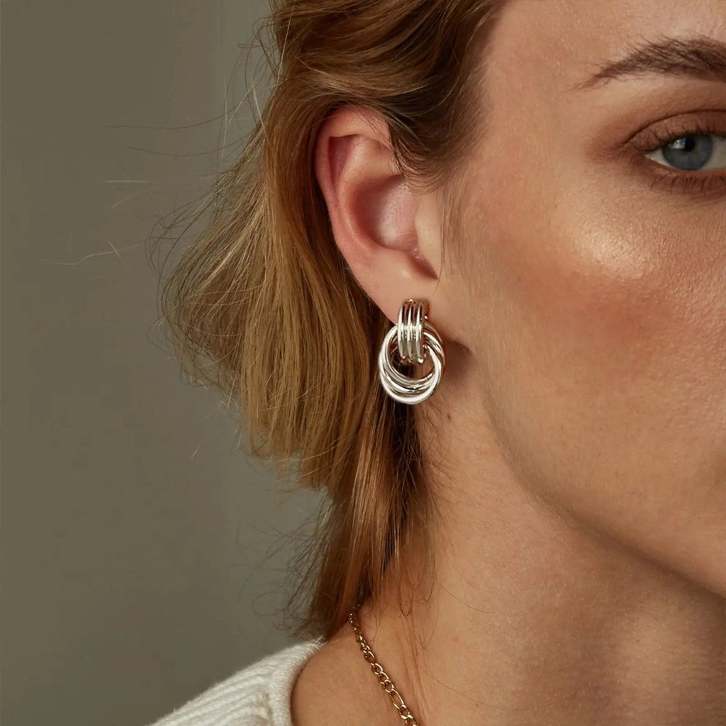 Chunky Hoop Knoten Herabhängende Stud Ohrringe | Shop Nory
