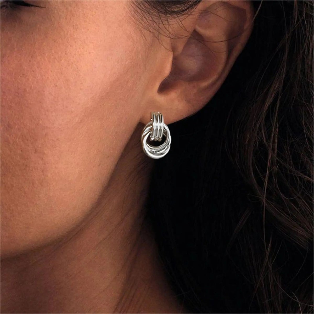 Chunky Hoop Knoten Herabhängende Stud Ohrringe | Shop Nory