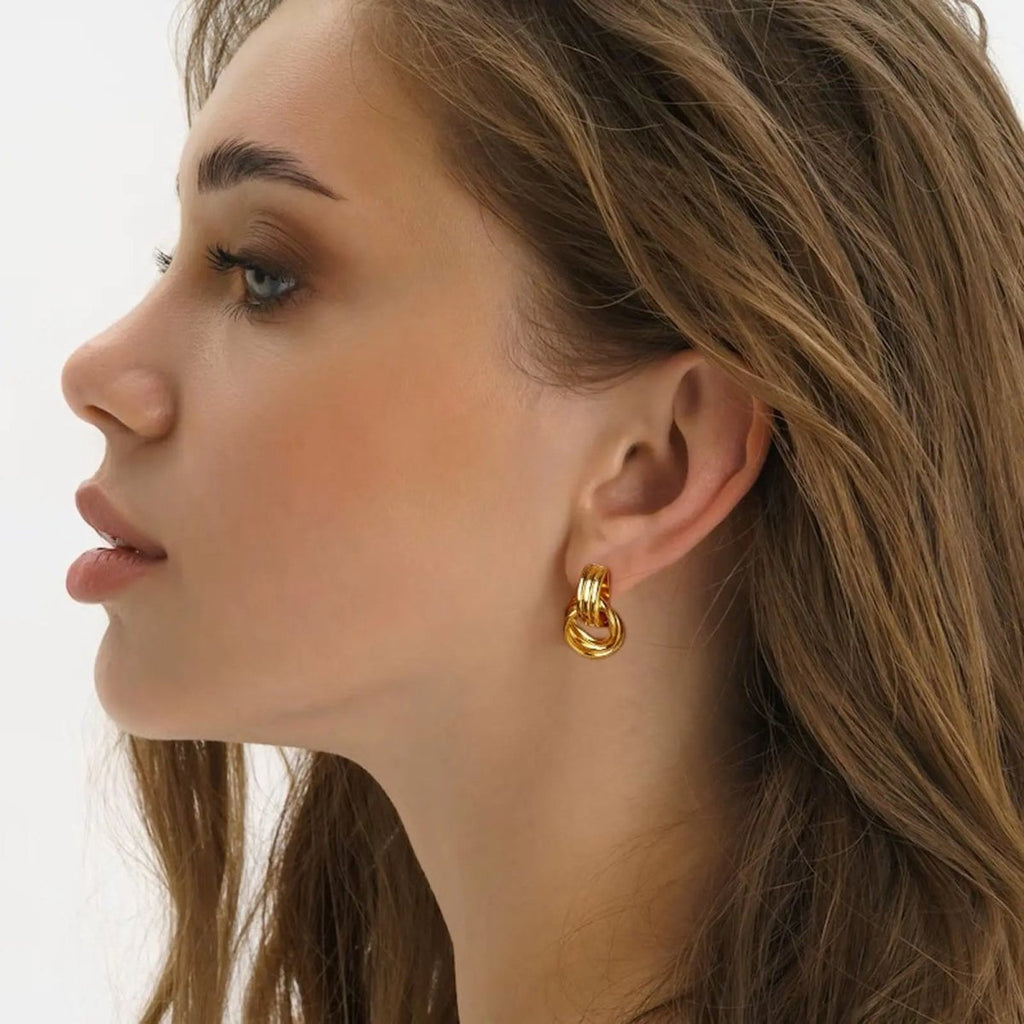 Chunky Hoop Knoten Herabhängende Stud Ohrringe | Shop Nory