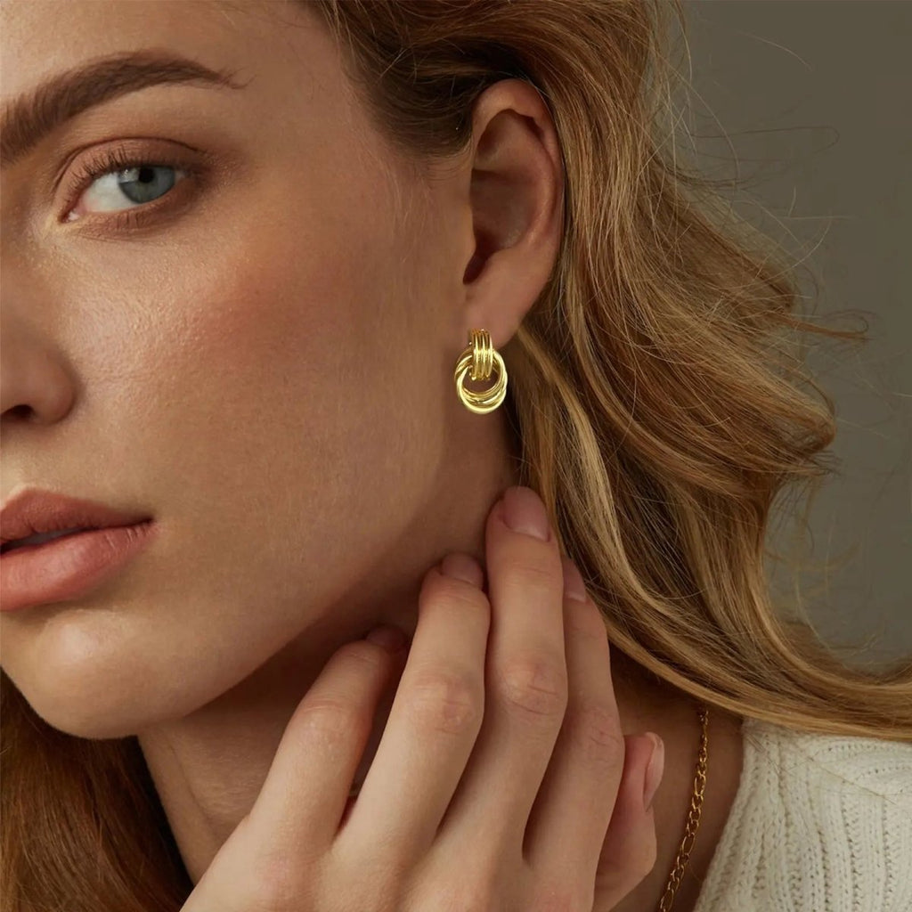 Chunky Hoop Knoten Herabhängende Stud Ohrringe | Shop Nory