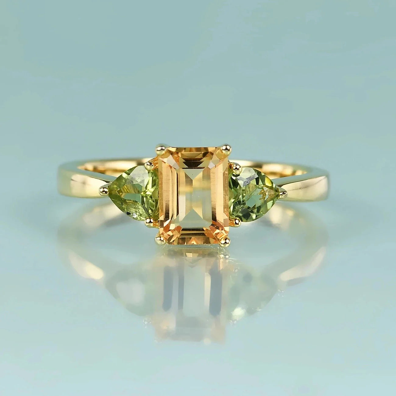 Citrin- und Peridot-Ring Citrin-Verlobungsring in Gold, Silber und Roségold | Shop Nory
