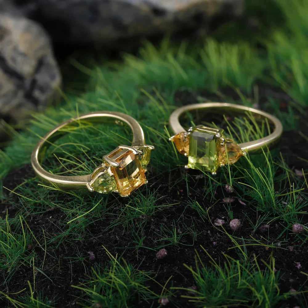 Citrin- und Peridot-Ring Citrin-Verlobungsring in Gold, Silber und Roségold | Shop Nory