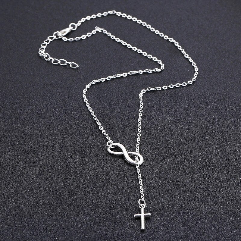 Klassische Infinity Quaste Kreuz Anhänger Halskette | Shop Nory