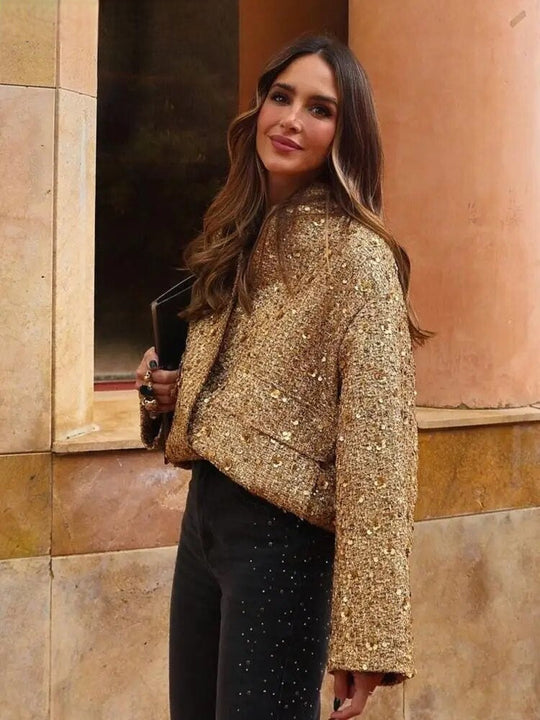 Damen Bomberjacke Gold für Den Herbst