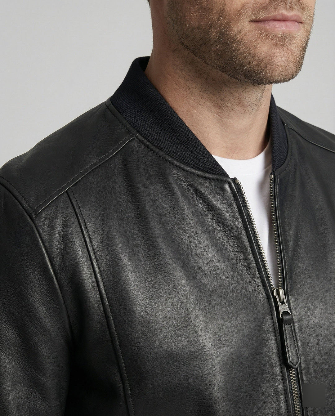 Herren Lederoptik Bomberjacke