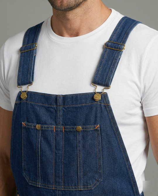 Herren Jeans Latzhose mit Taschen und verstellbarem Träger