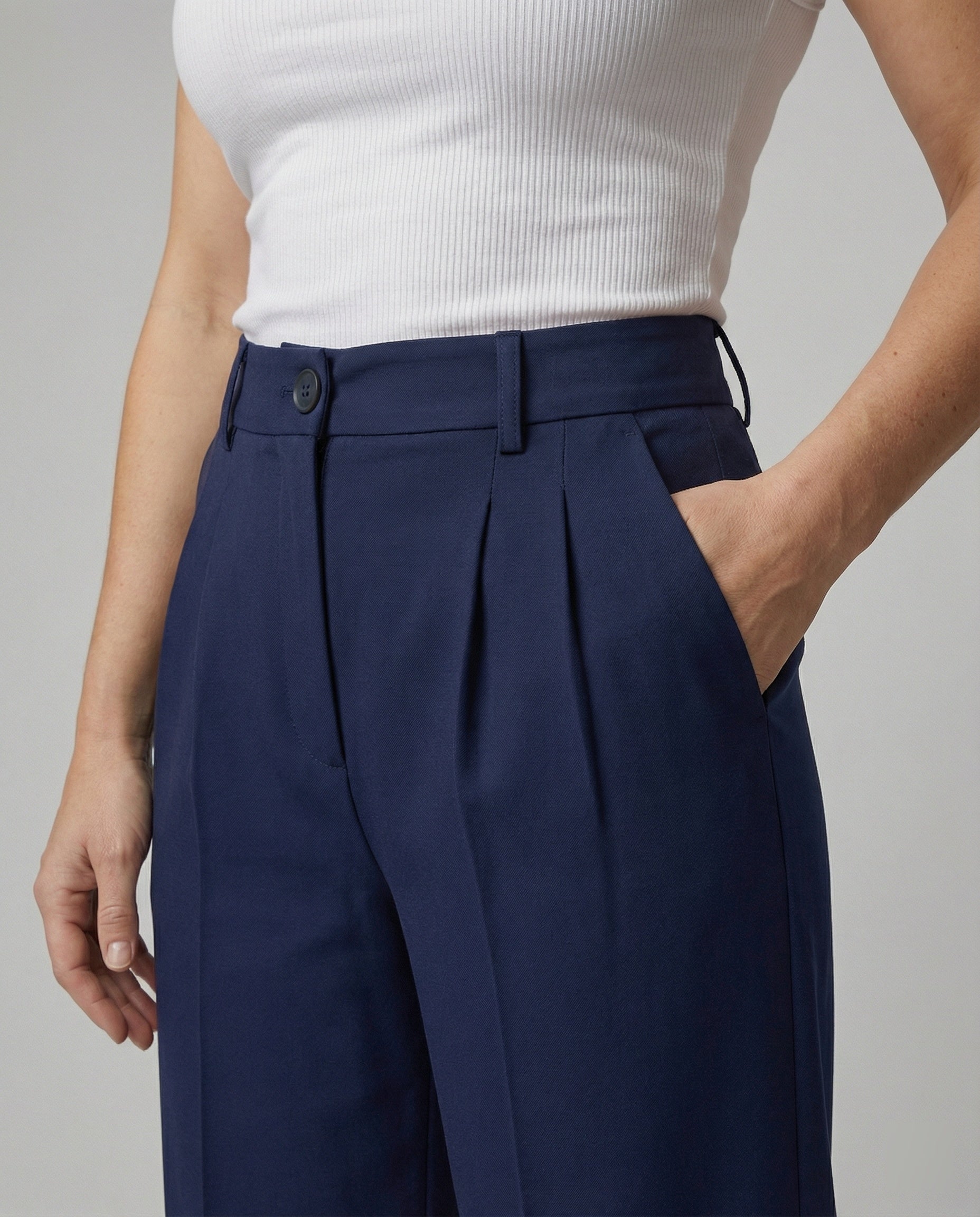Damen Hochtaillierte Weite Hose