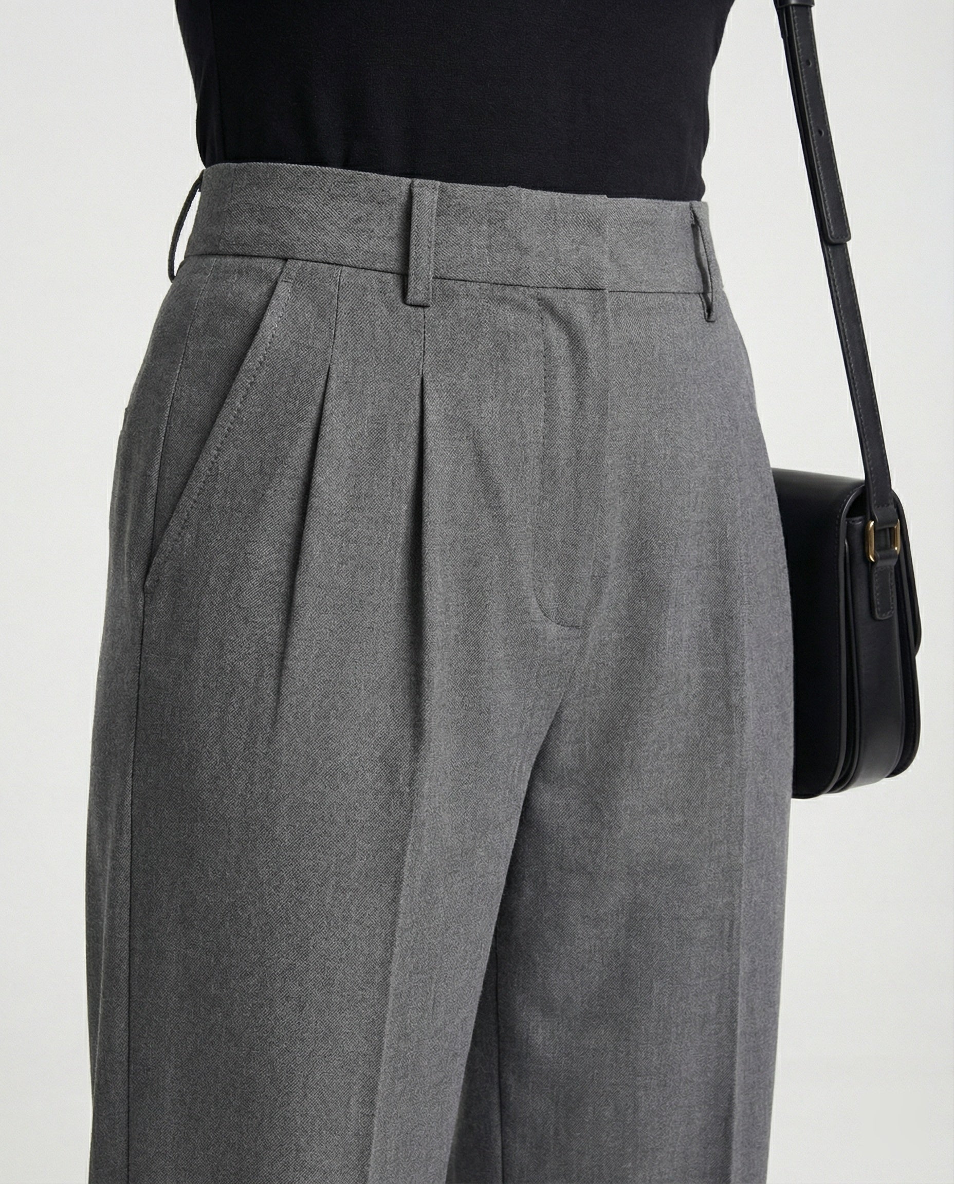 Damen weite Stoffhose mit Bügelfalte