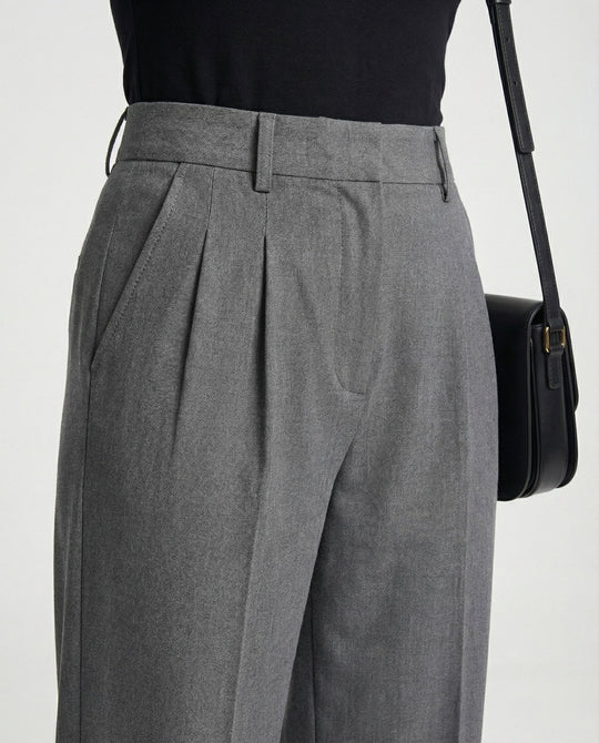 Damen weite Stoffhose mit Bügelfalte