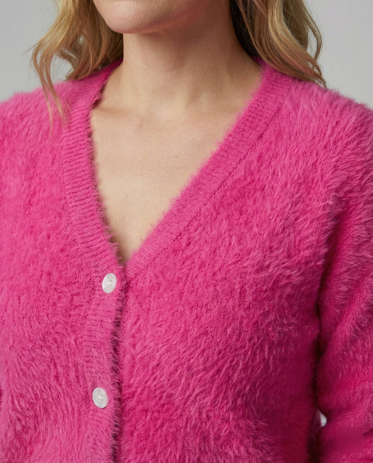 Strickjacke Damen kuschelig mit V-Ausschnitt und Knopfdetails