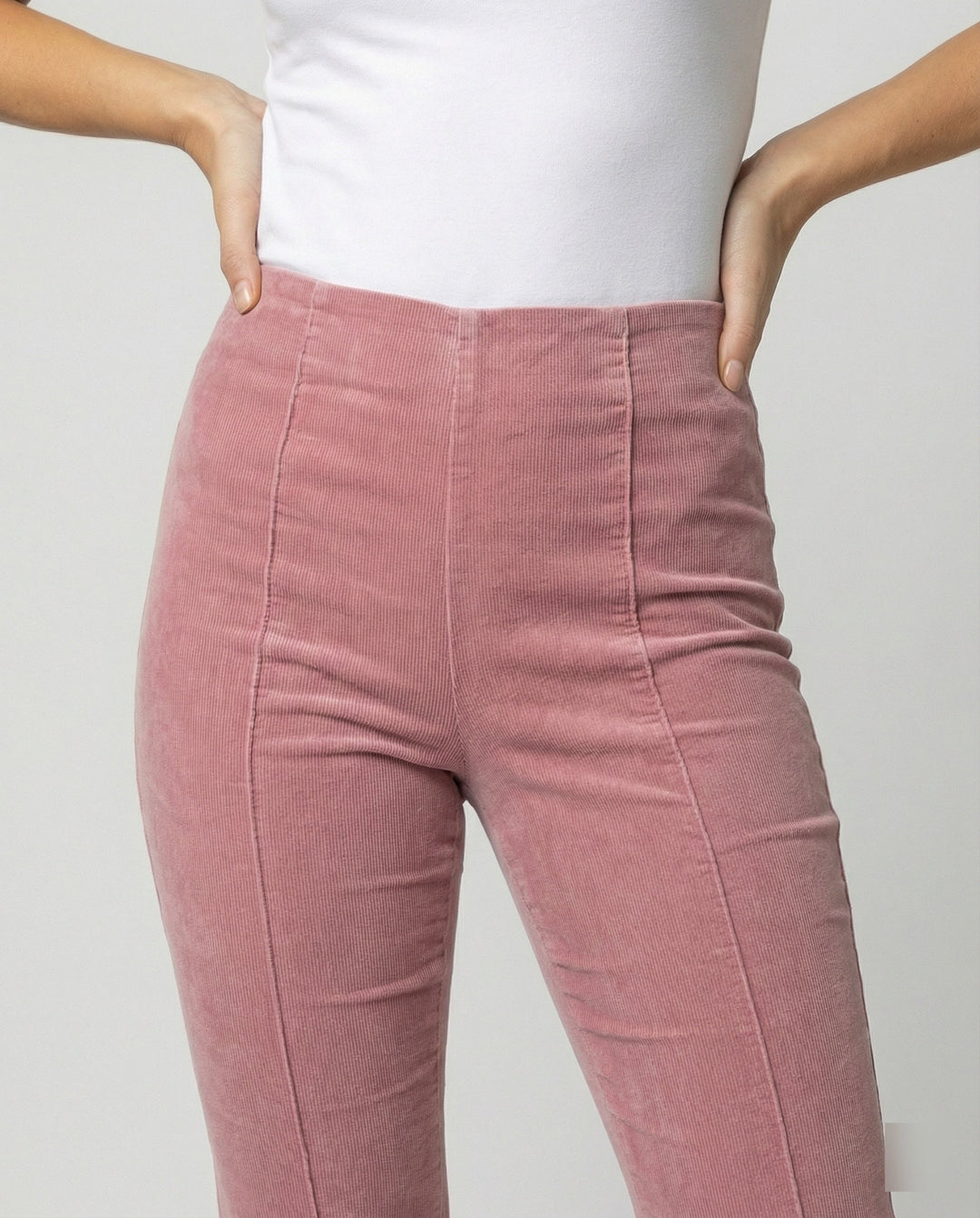 Damen Flared Cord-Hose mit hohem Bund und weichem Material