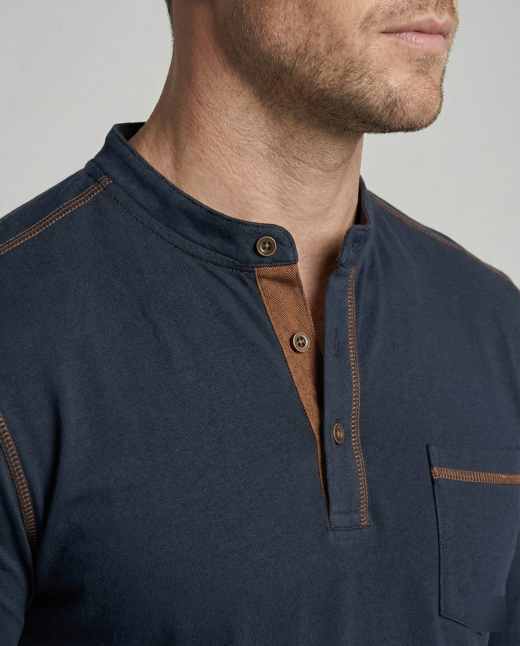 Langarm Henley Shirt